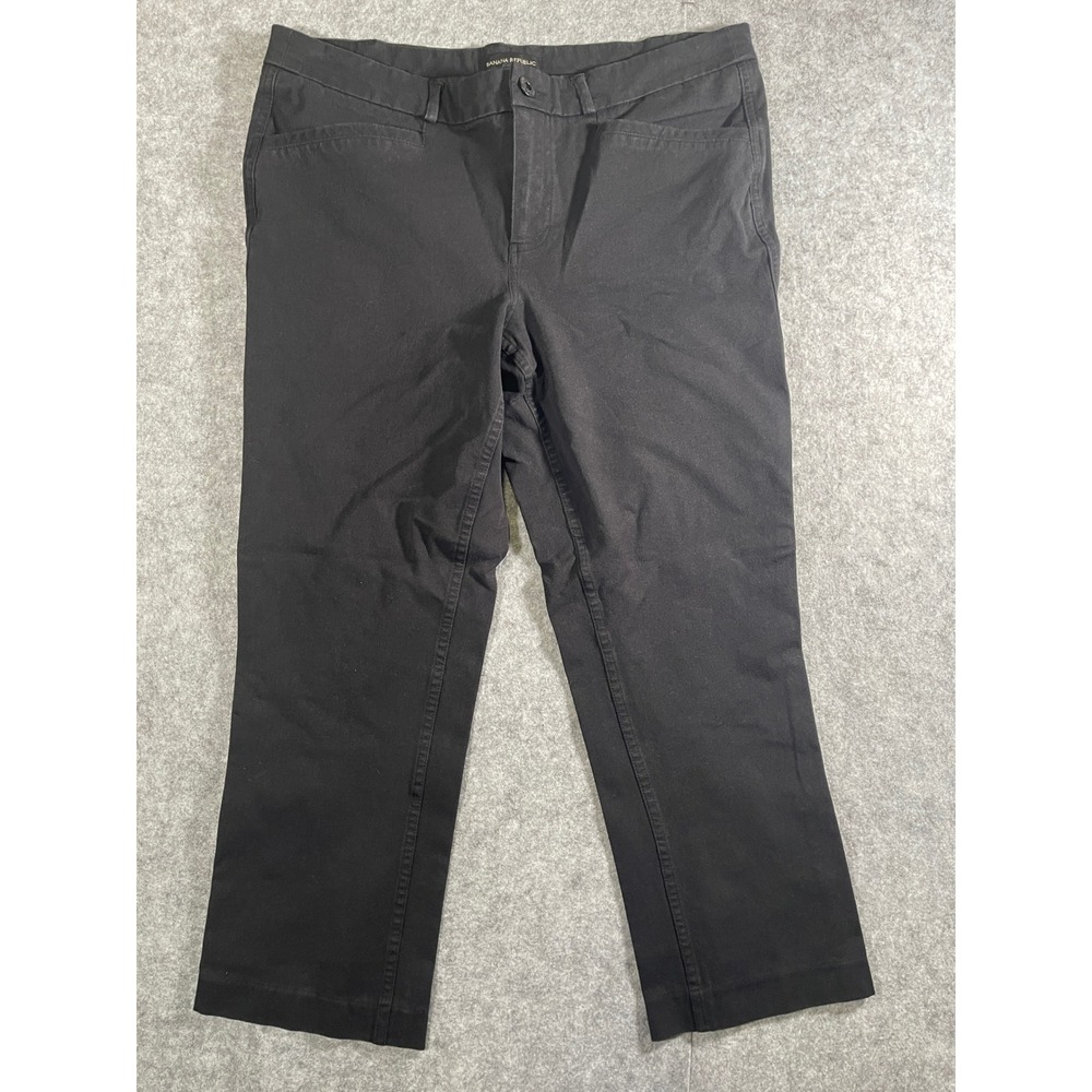 Banana Republic Sloan Black Ankle Pants Womens 10 Stretch Cotton Dress Trousers